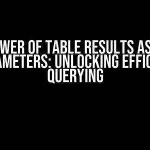 The Power of Table Results as Table Parameters: Unlocking Efficient Querying